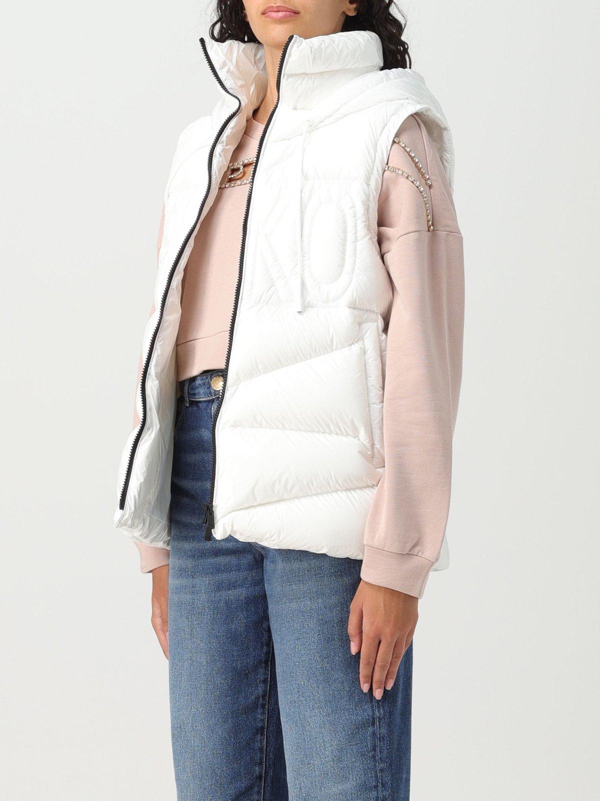 Padded detachable-hood waistcoat - White
