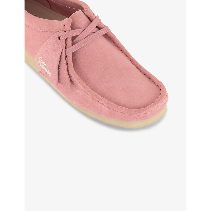 Womens Blush Pink Suede Wallabee Logo-tag Suede Shoes