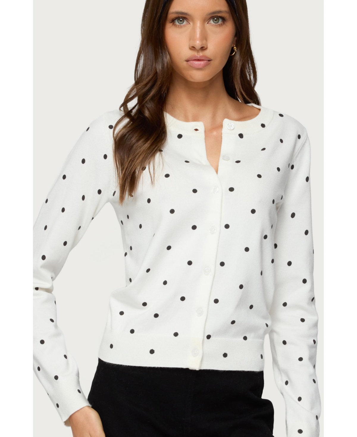 Women's Shea Polka Dot Knitted Cardigan - Black-and-white