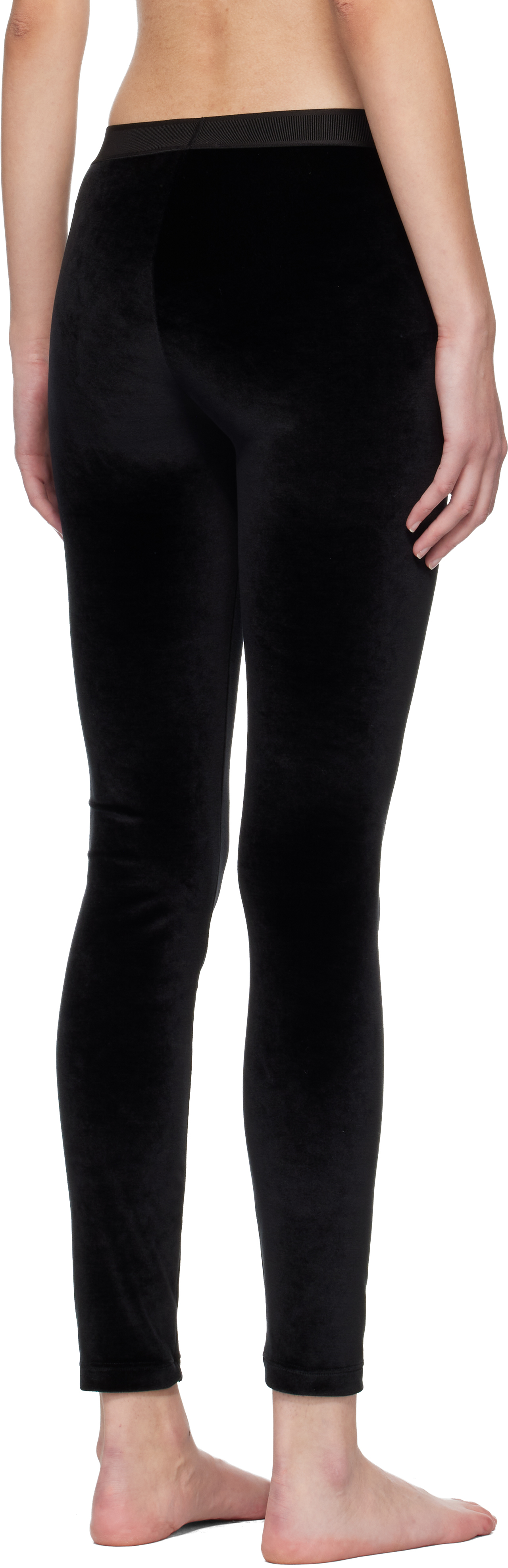 Black Stretch Lustrous Velour Signature Leggings