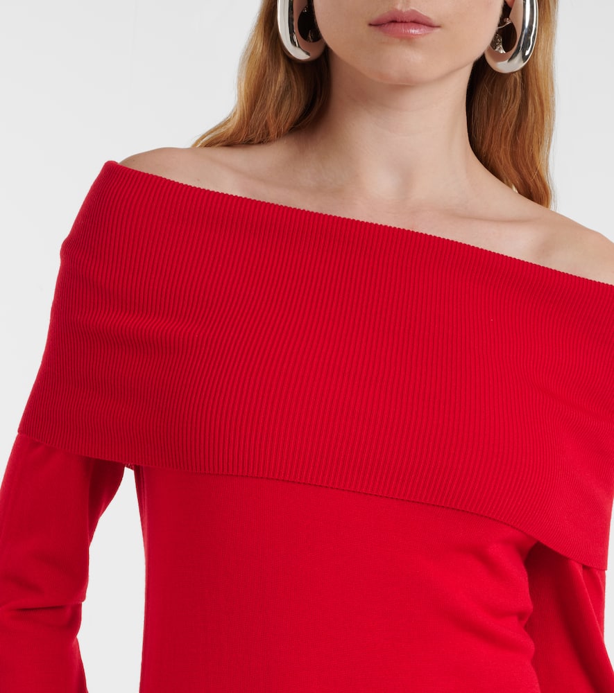 Off-shoulder wool maxi dress