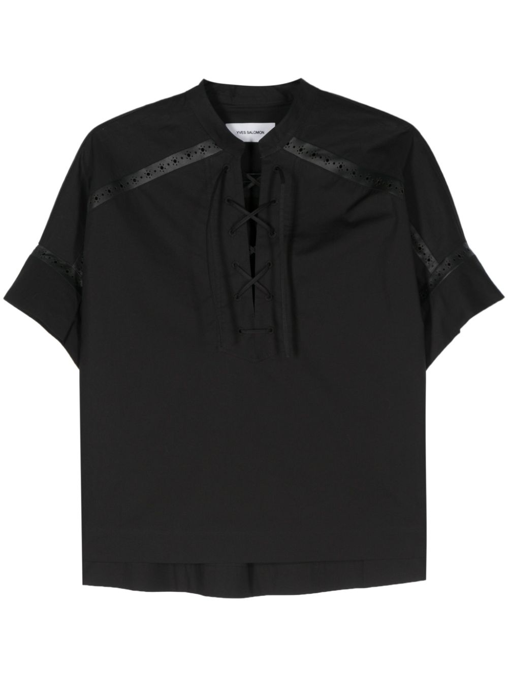Leather-trim blouse - Black