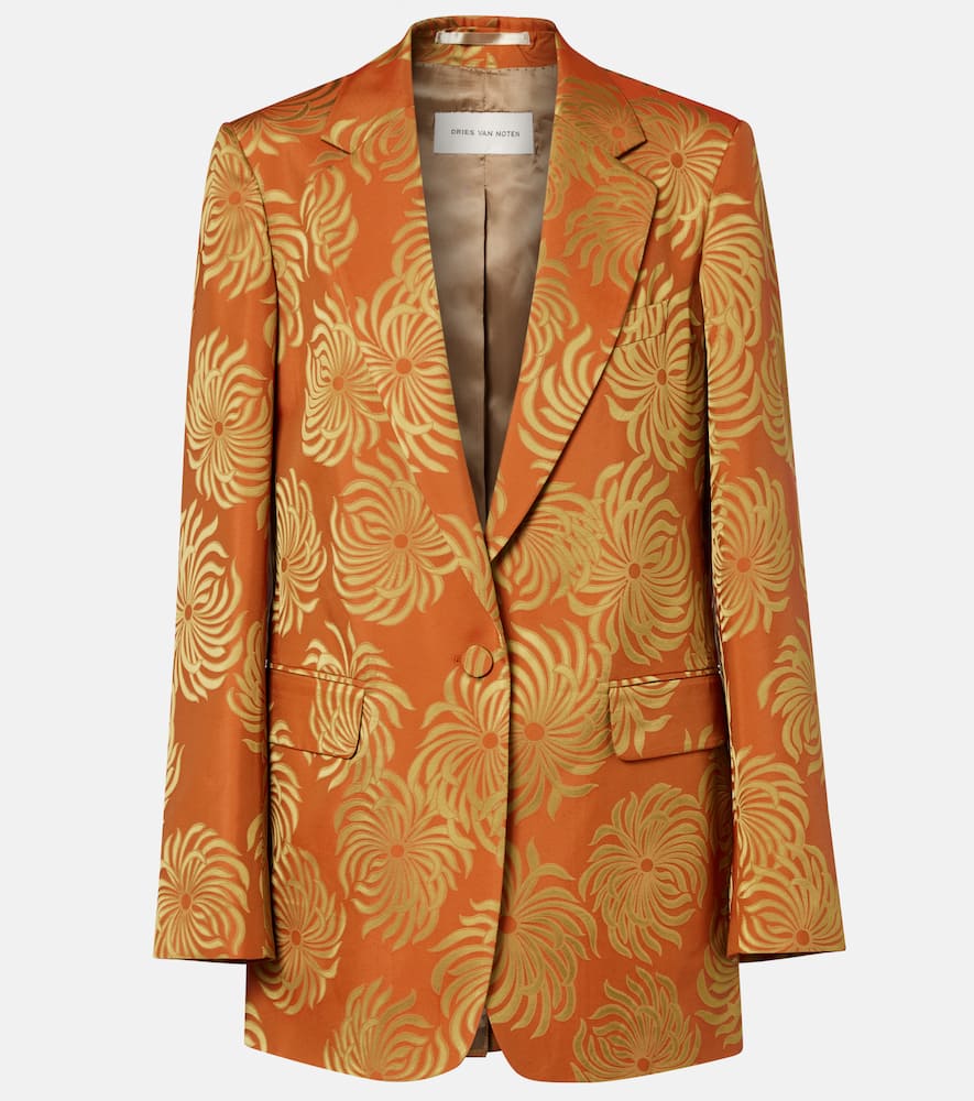 Floral jacquard blazer