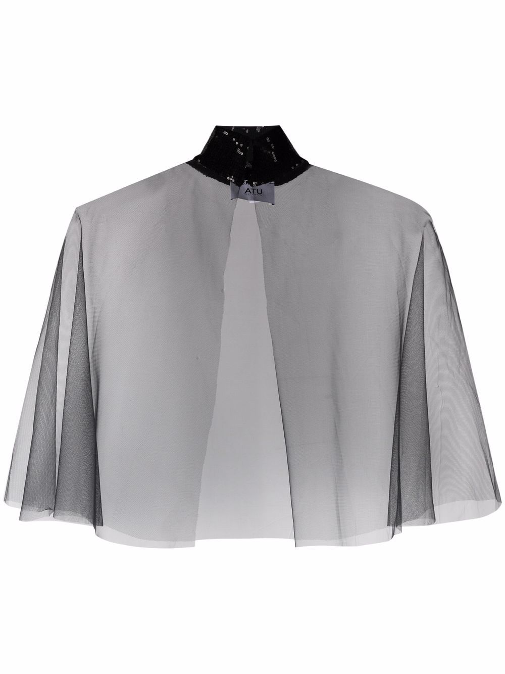 Sequin-embellished sheer top - Black