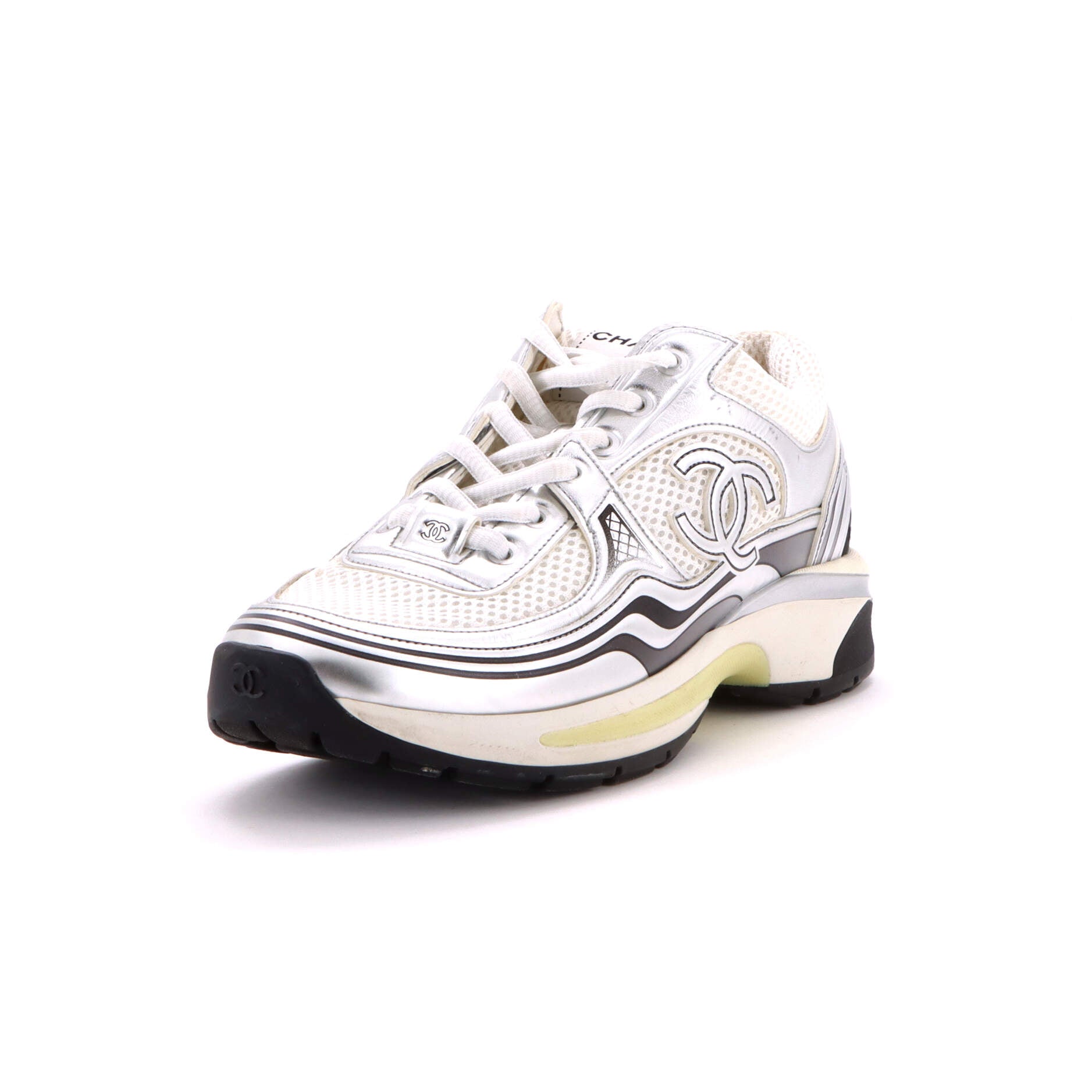 Women's CC Low-Top Sneakers Mesh and Laminated Leather