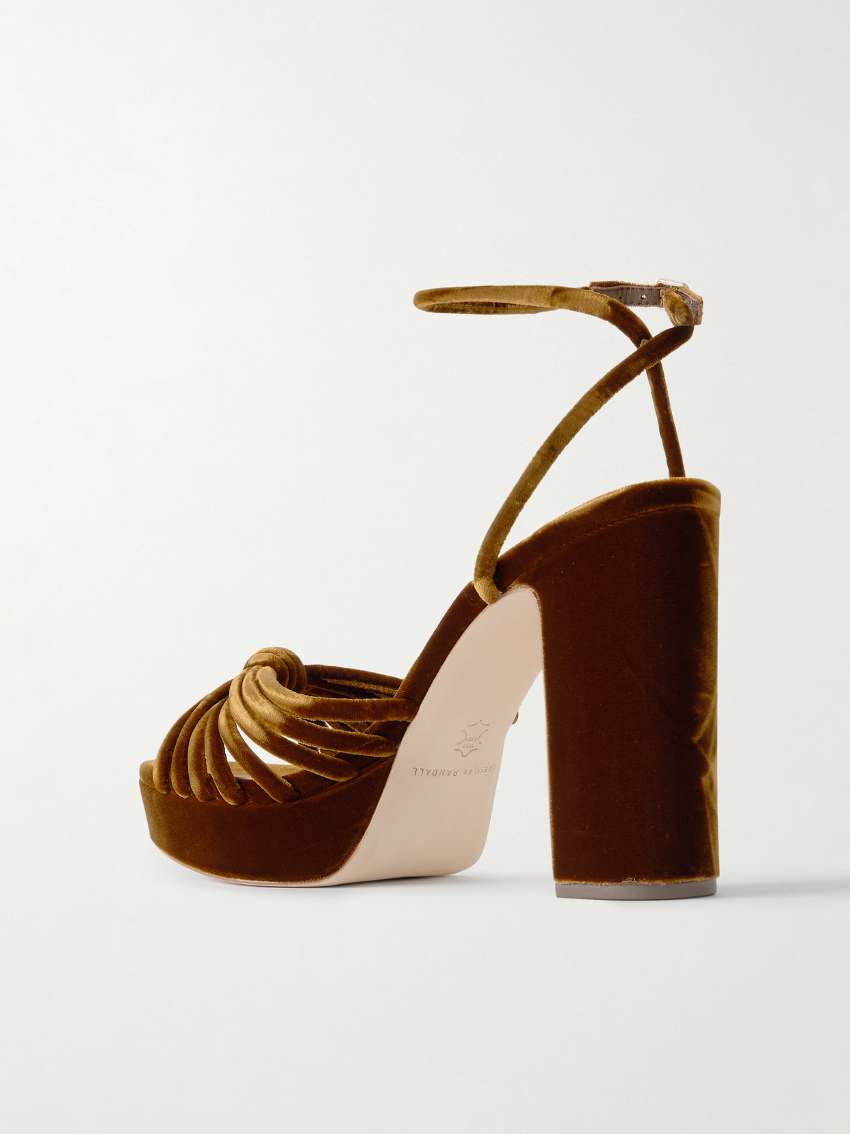 Rivka Knotted Velvet Platform Sandals - Brown
