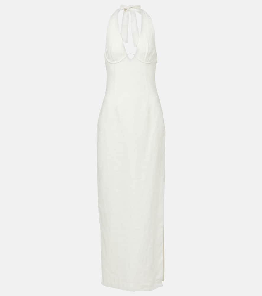 Violet halterneck linen maxi dress