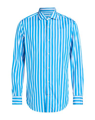 Man Shirt Azure Size 16 Cotton