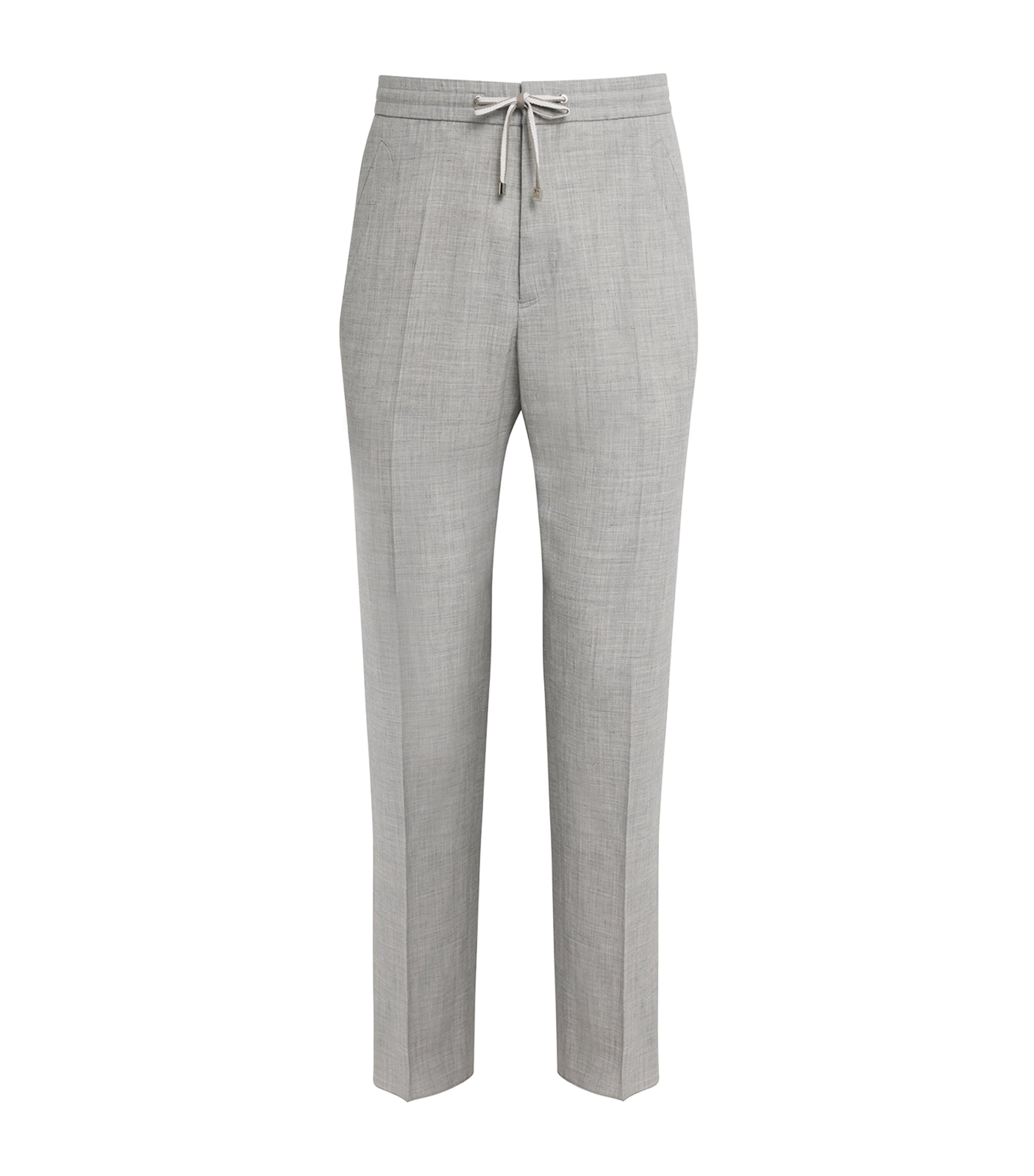 Wool-Silk-Linen Drawstring Trousers