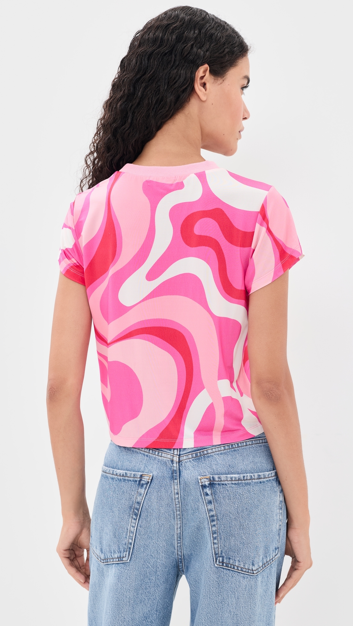 Kai Geo Jersey Top Wavy Geo Pink