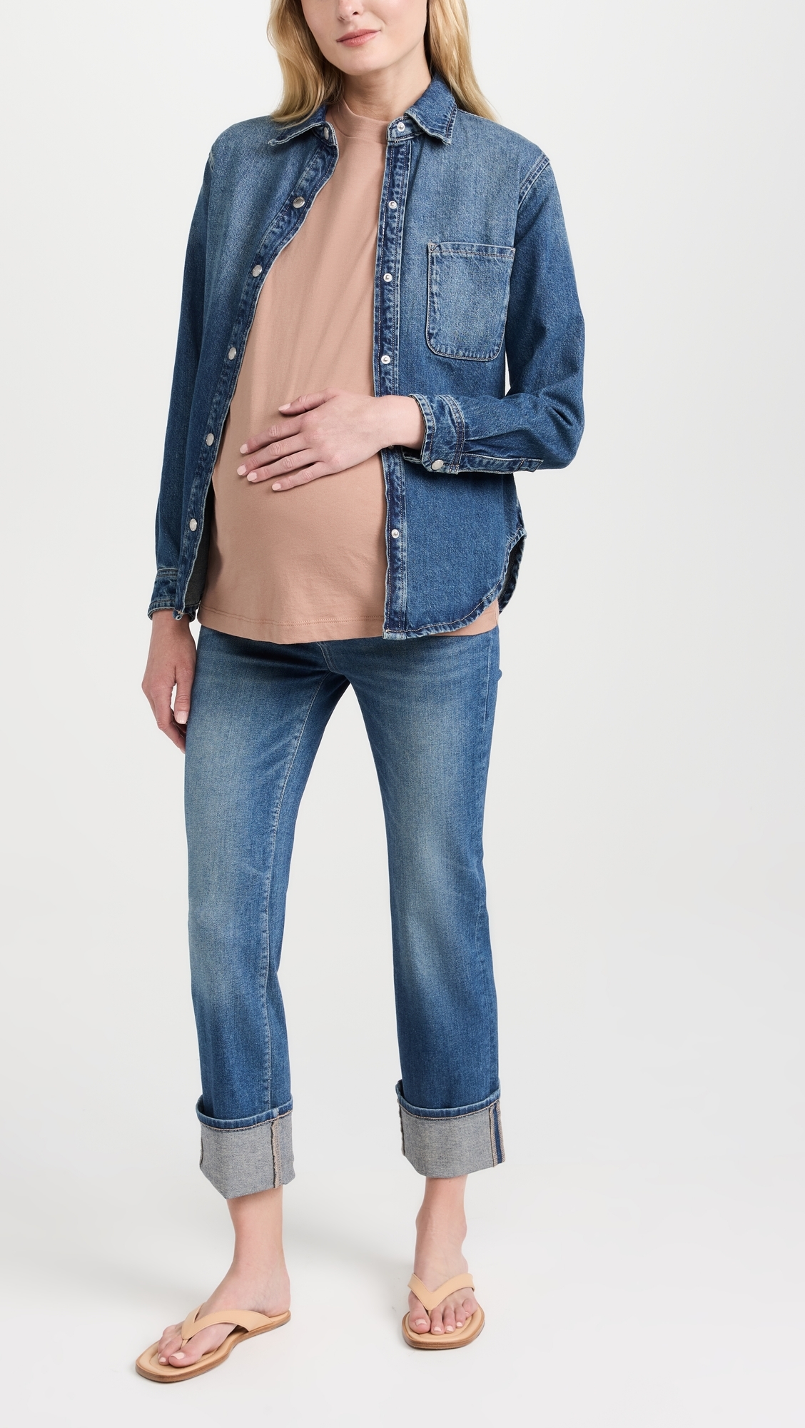 Patti Straight Maternity Jeans: High Rise Ankle Hulton Cuffed