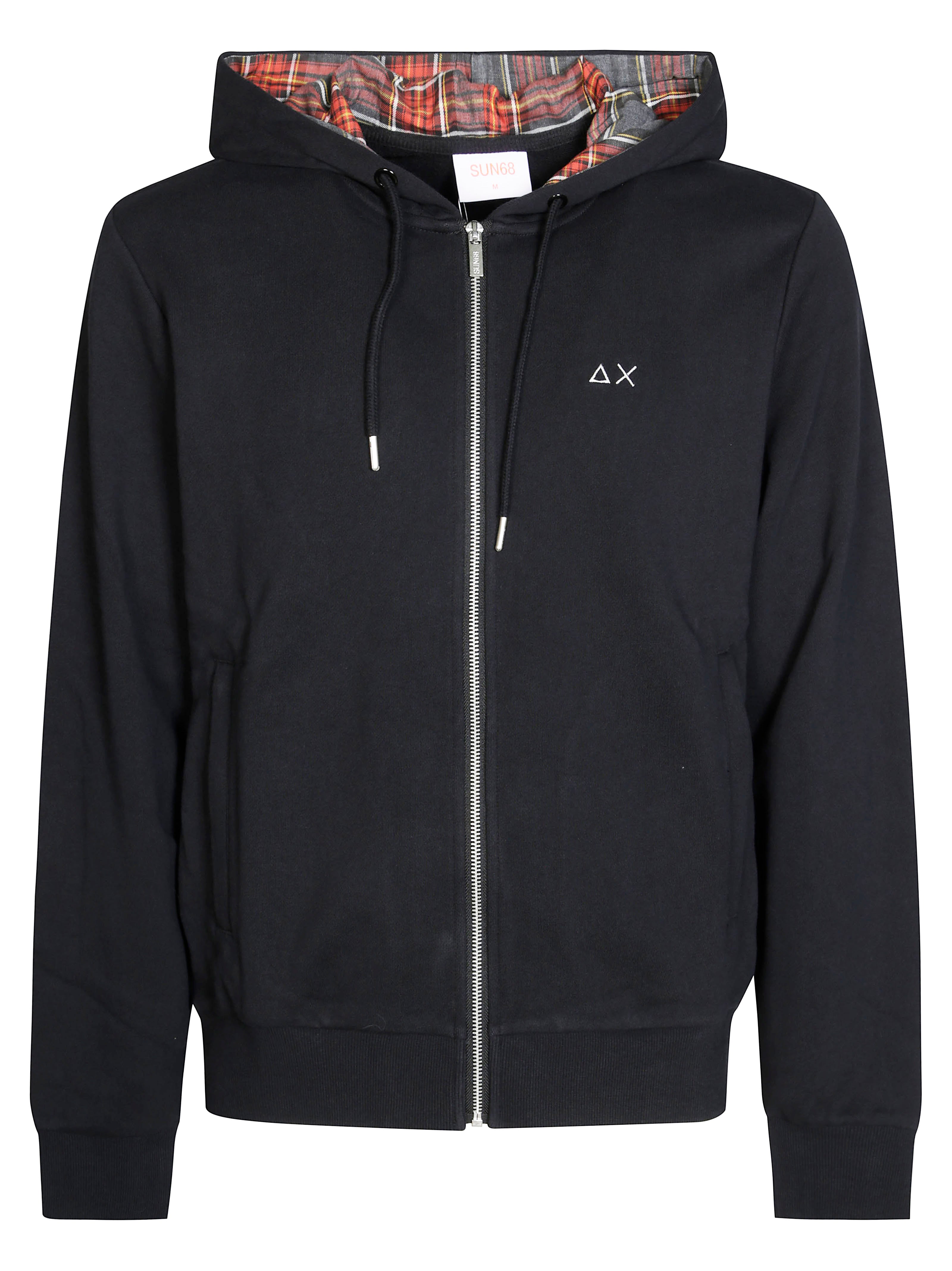 Men's Zip-Up Hoodie with Contrast Fabric