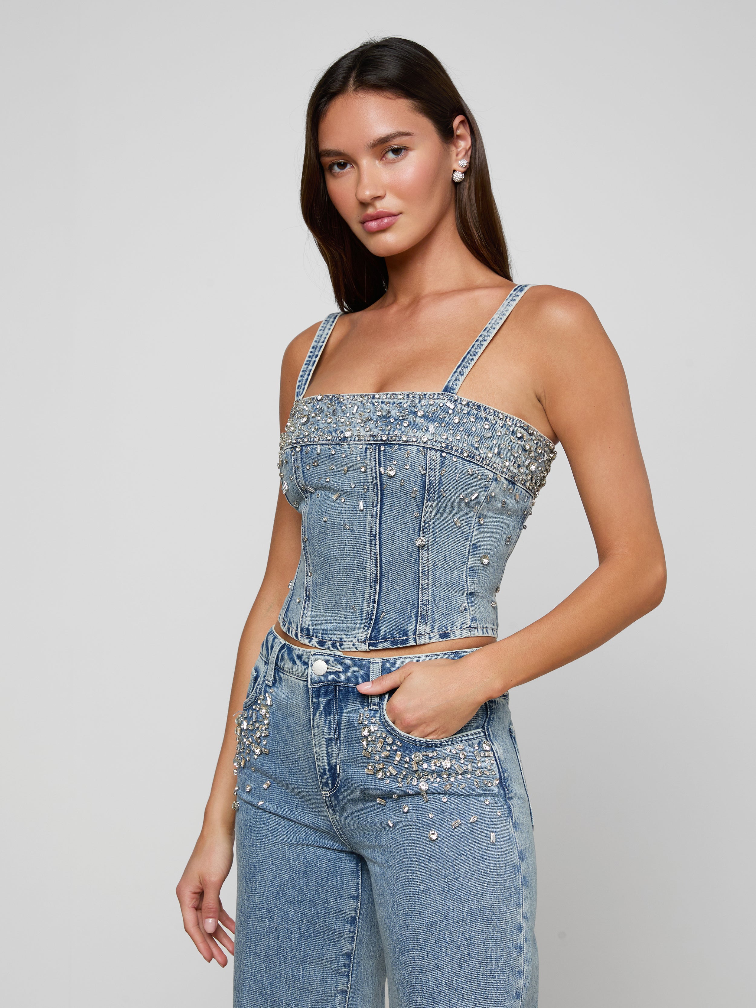 Arlin Embellished Tank Top In Malibu
