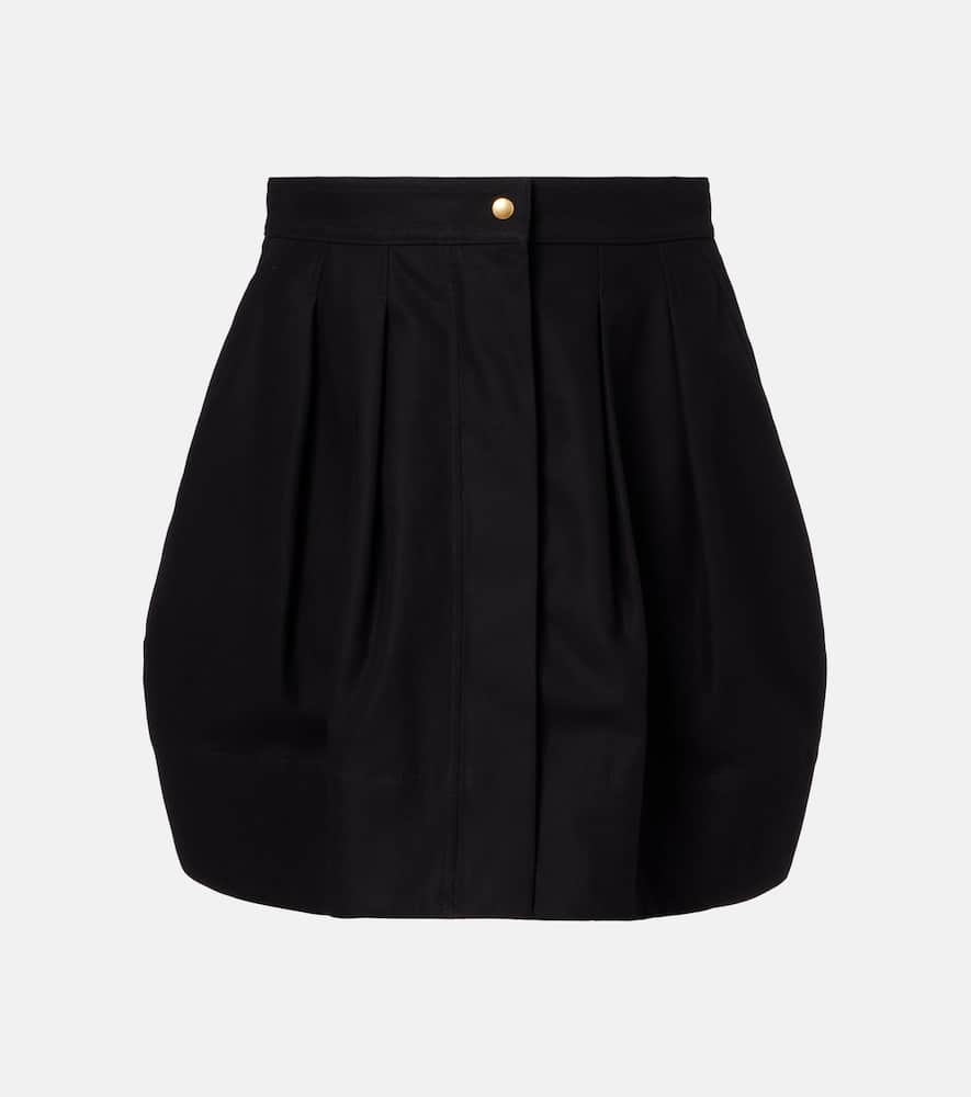 Pleated cotton twill miniskirt