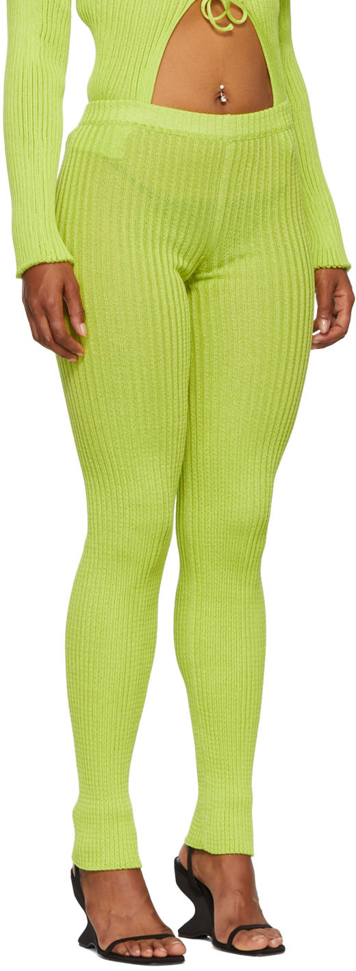 Green nylon and cotton leggings