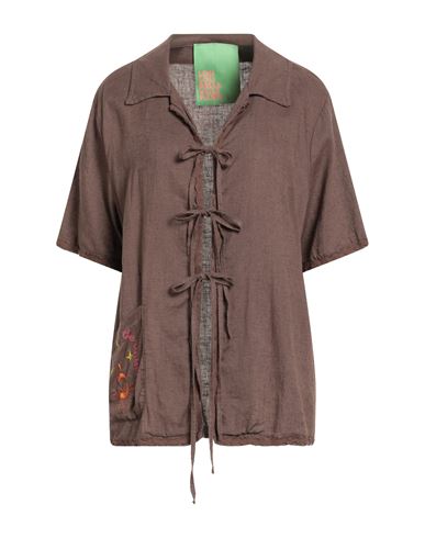 Woman Shirt Brown Size ONESIZE Linen, Viscose