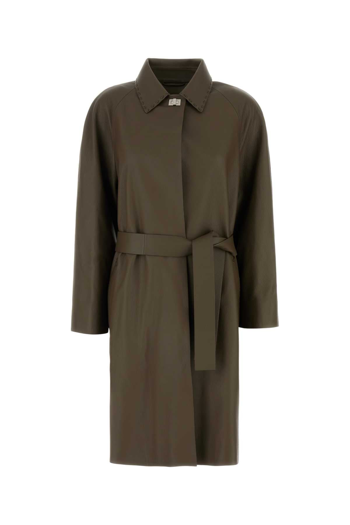 Leather Coat — Brown