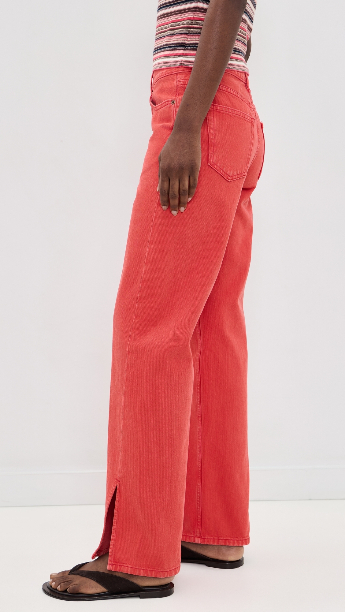 Charlot Split Hem Jeans Faded Tomato Overdye