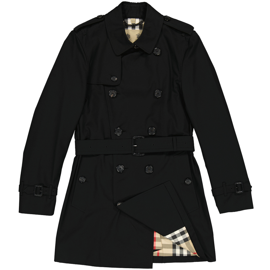 Mens Black Kensington Mid-length Trench Coat