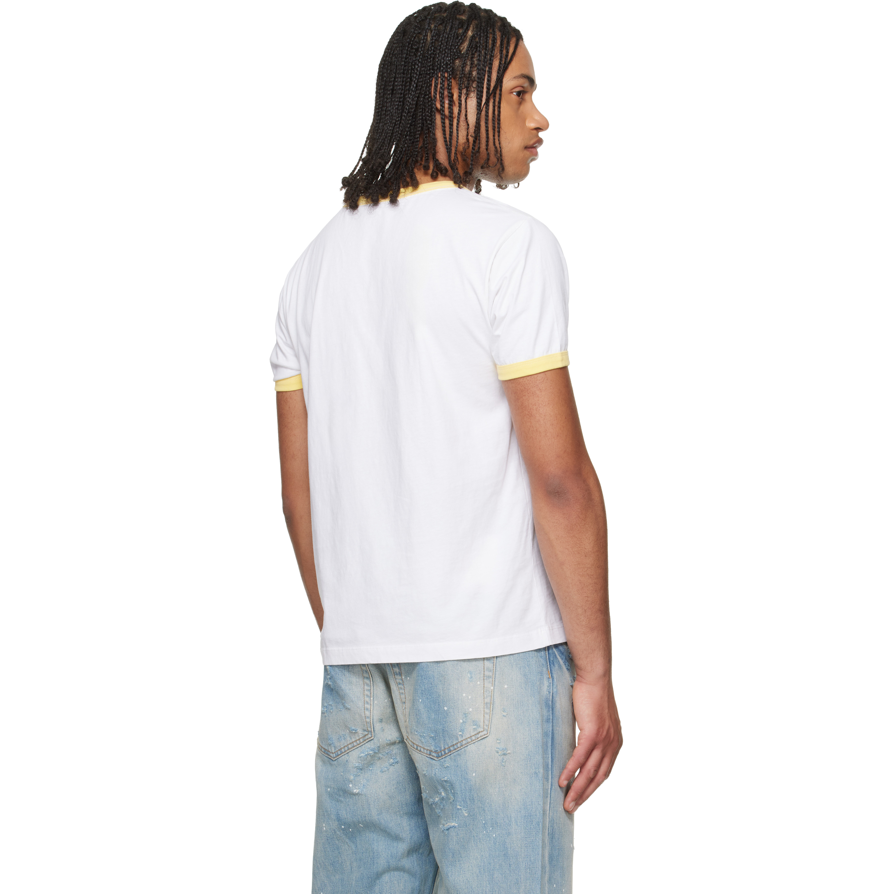 White Weston Mile High Embroidered Crew Ringer T-shirt
