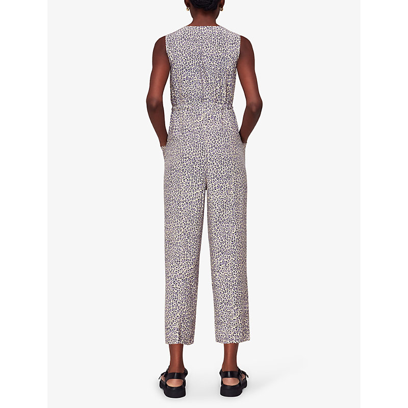Womens Cream/Black Dashed Jess Leopard-print Woven Jumpsuit