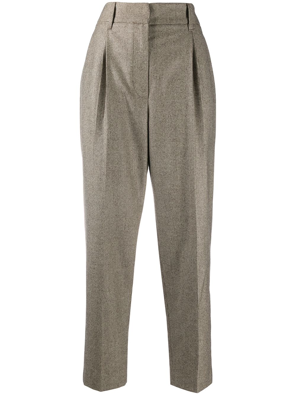 Houndstooth high-waist trousers - Brown