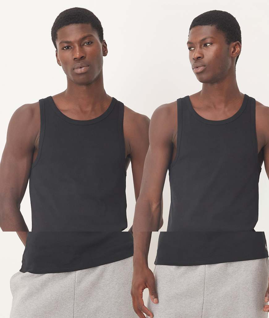 2 pack icon logo classic vest in black