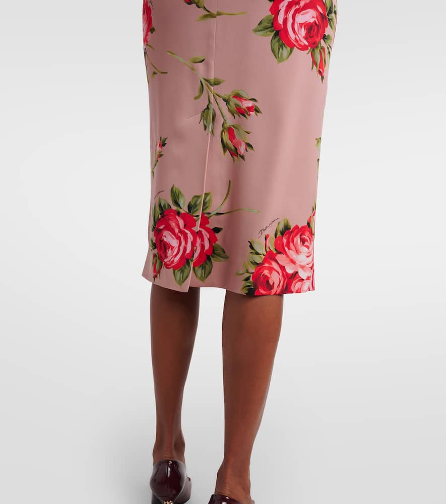 Floral silk-blend midi dress