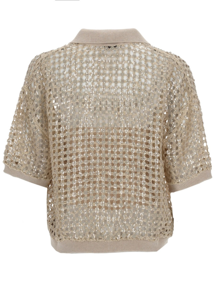Silk And Linen Knit Polo Shirt