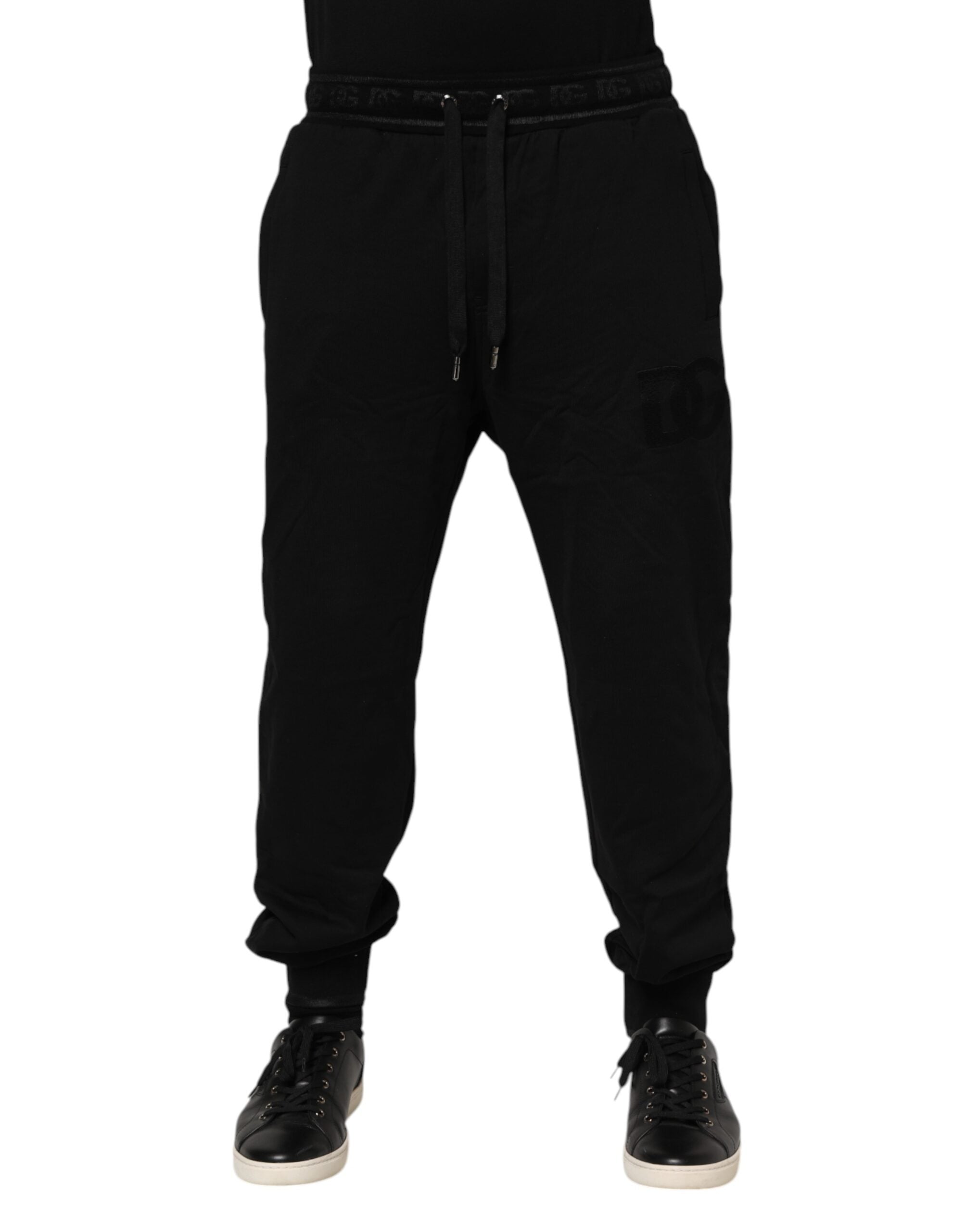 Cotton Drawstring Jogger Pants — Black