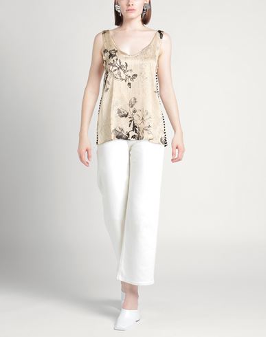 Woman Top Beige Size 8 Silk, Elastane, Cotton
