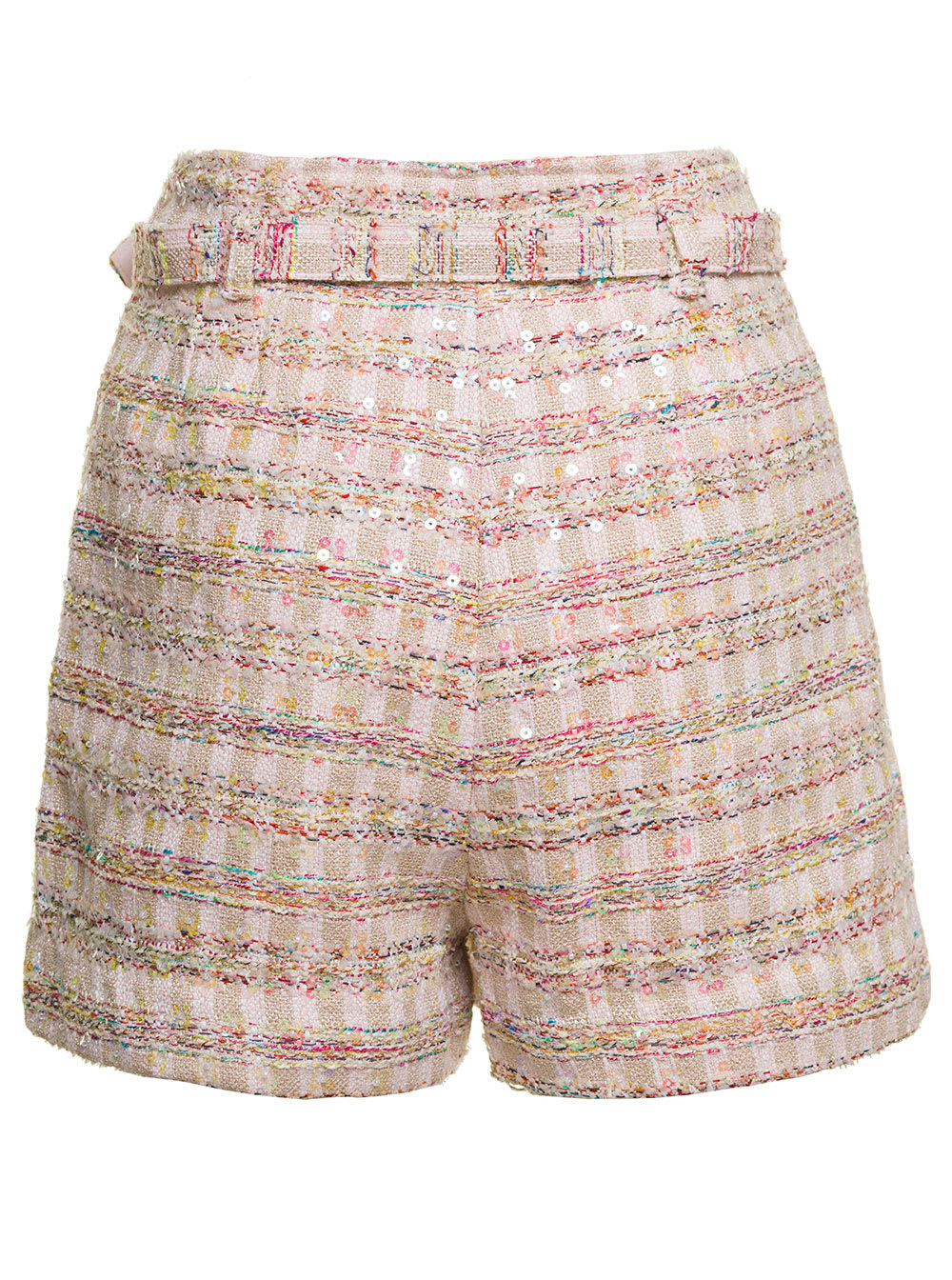 Sequin-embellished bouclé shorts - Pink