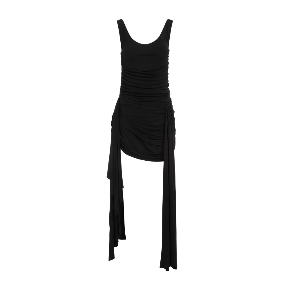 Black Gathered Effect All-over Dress