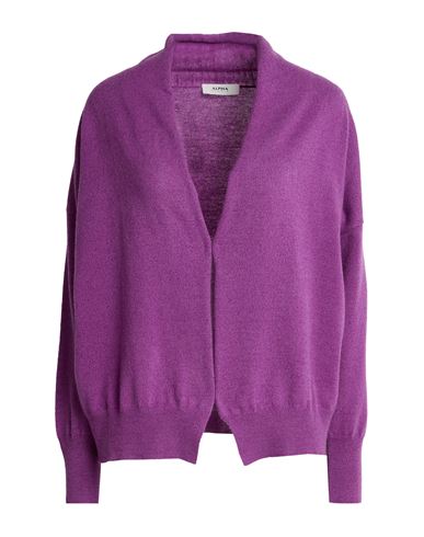Woman Cardigan Purple Size 6 Wool, Cashmere