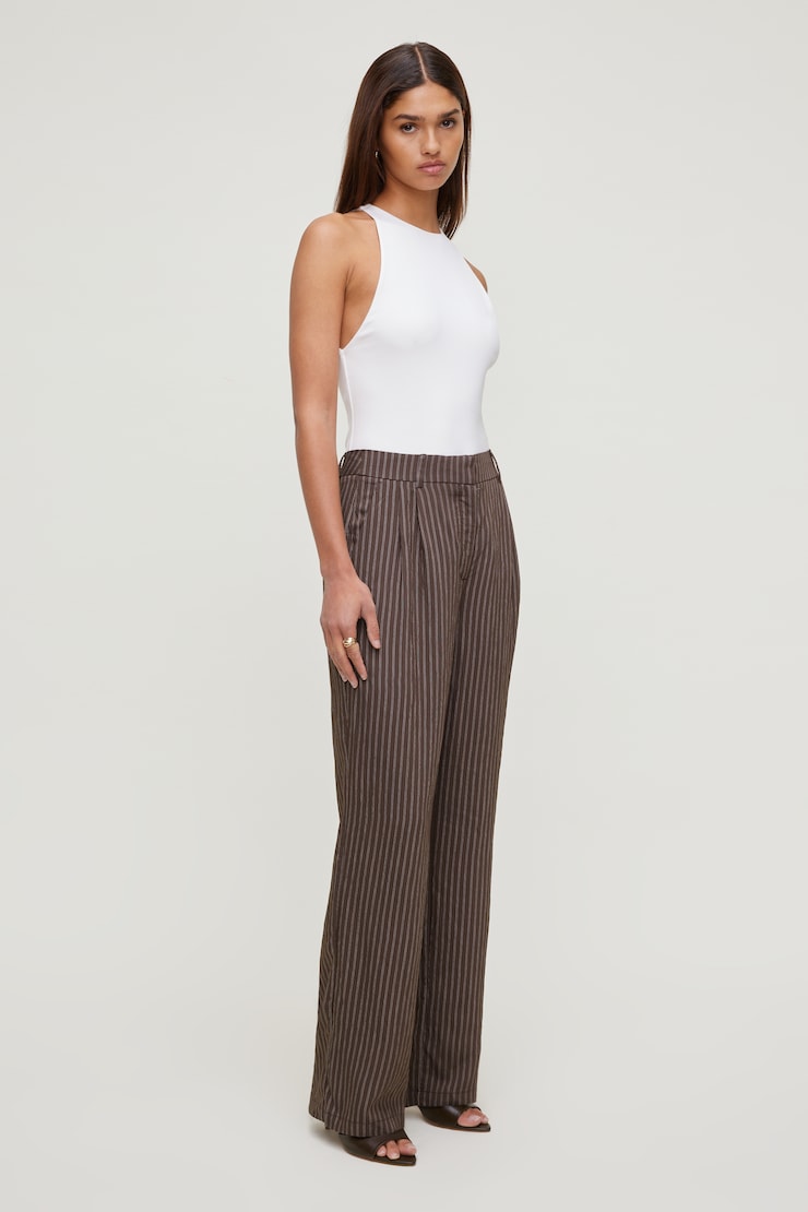Alex Striped Wide Leg Pants - Brown - Women Clothing