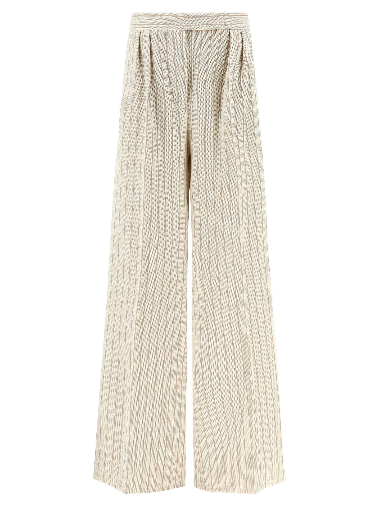 Pinstripe Piqué Cotton Trousers — White