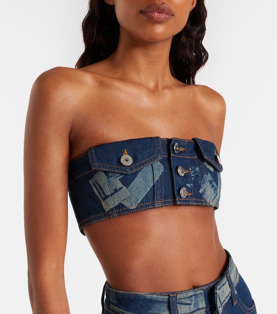 Trompe-l'ail denim bra top