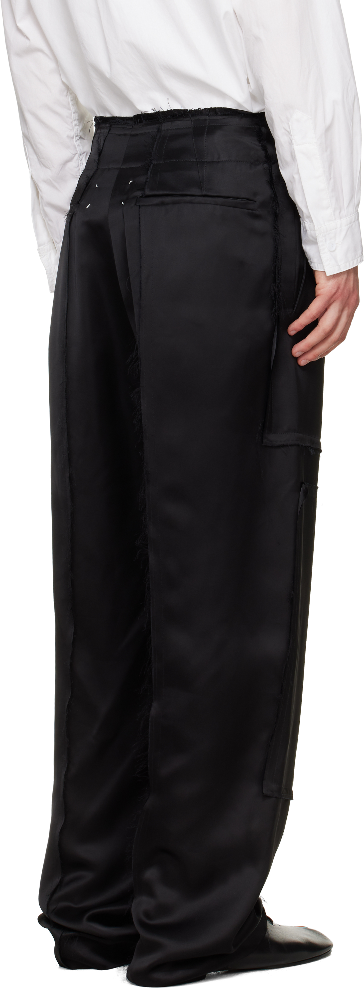 Black Raw Edge Trousers