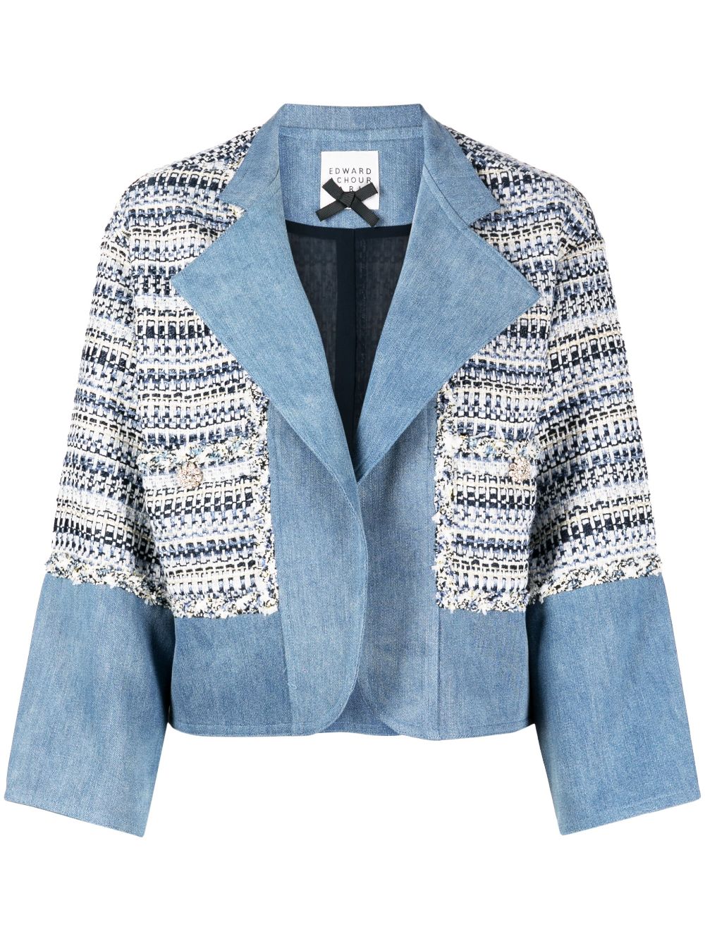 Knitted open front jacket - Blue