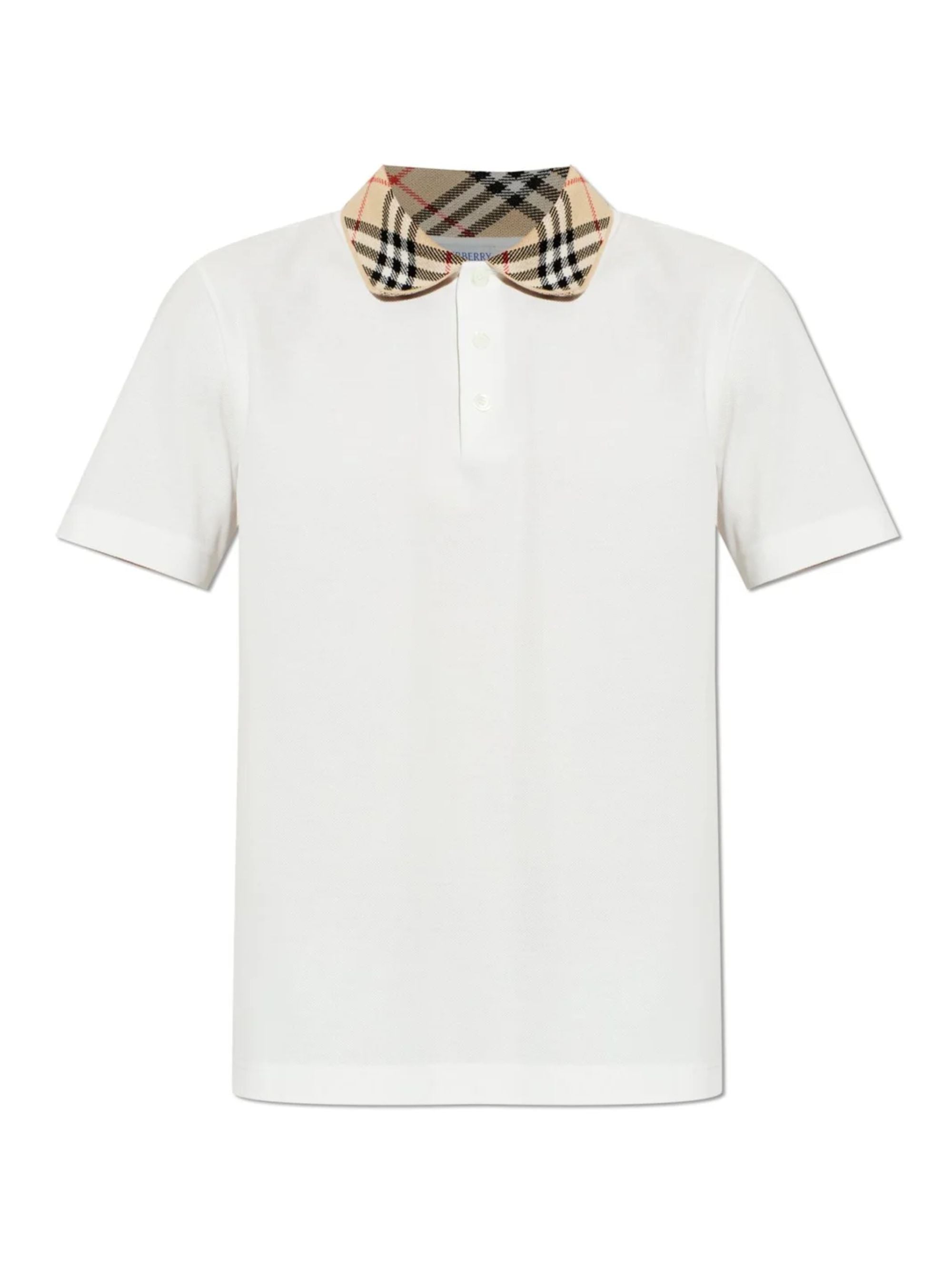 Classic Fit Check-Collar Cotton Polo Shirt