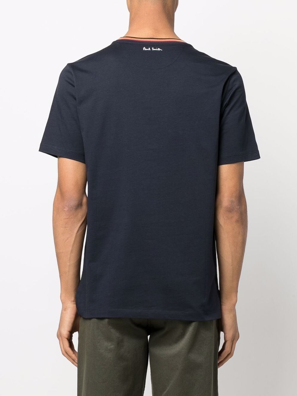 Stripe-trim organic cotton T-shirt