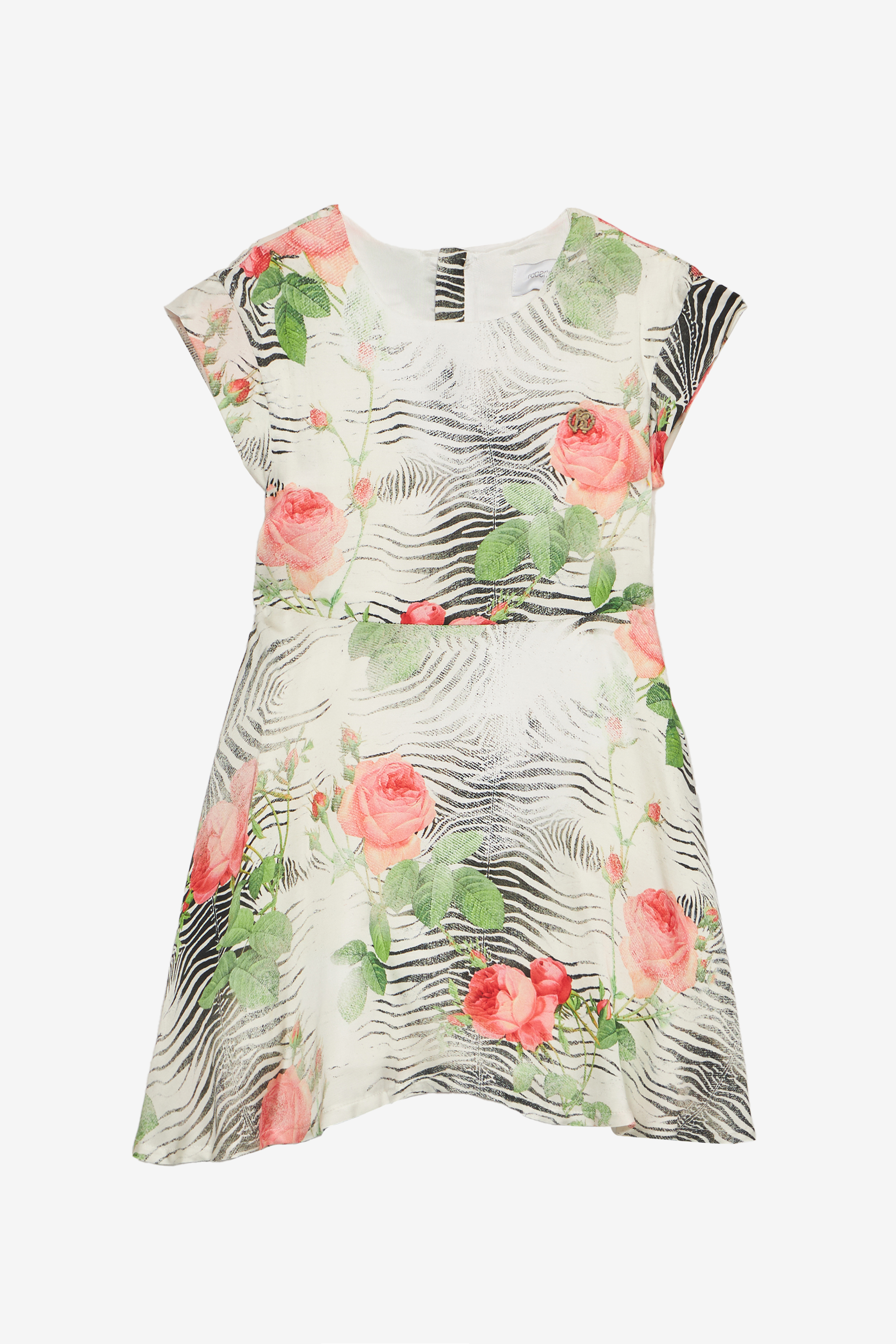Dress With Mini Zebra And Rose Print - Female Girls (4