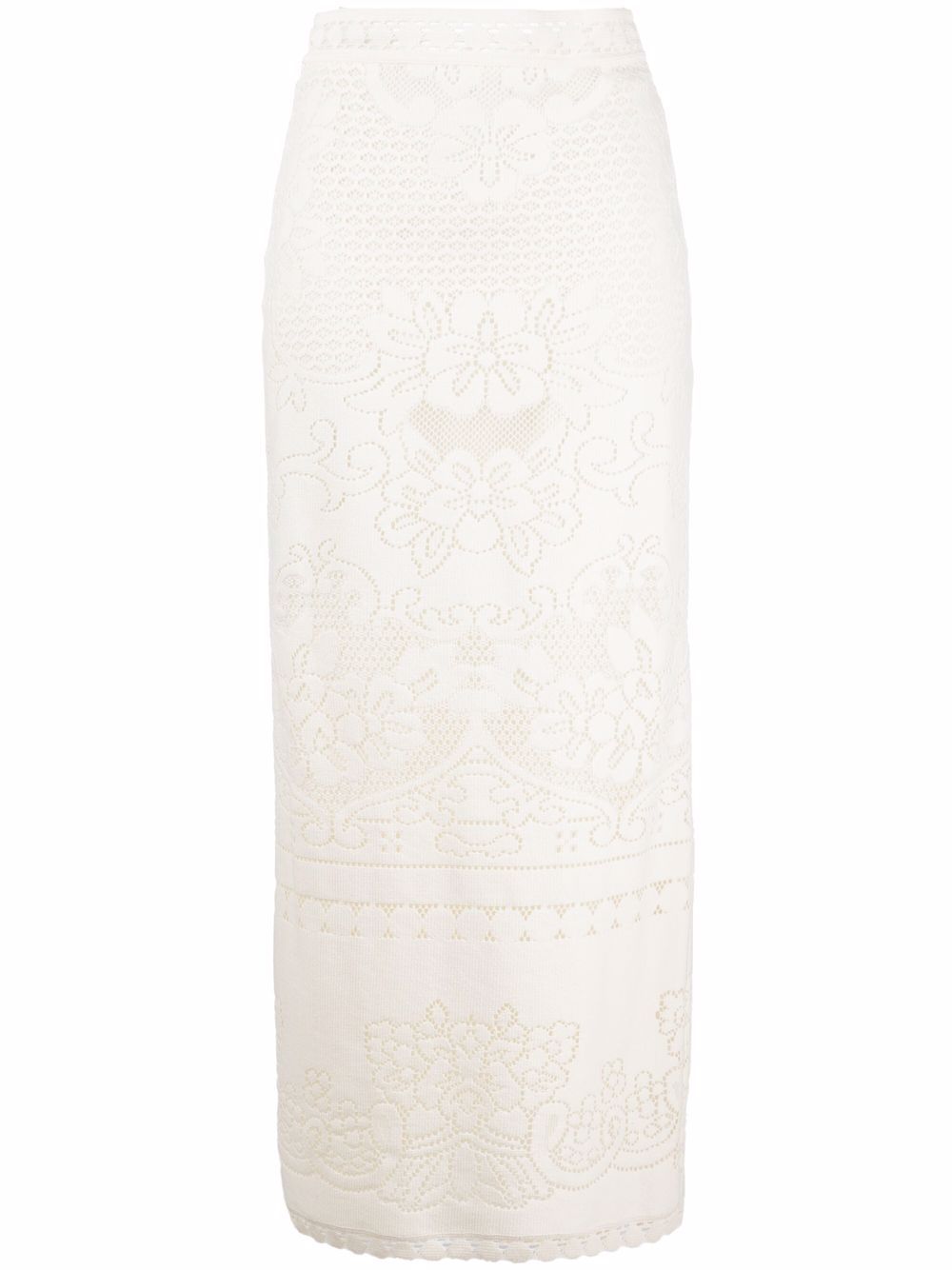 High-waisted heavy lace skirt - Neutrals