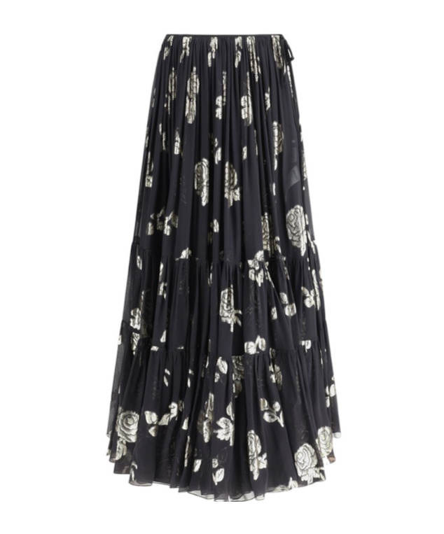 Floral-jacquard maxi skirt