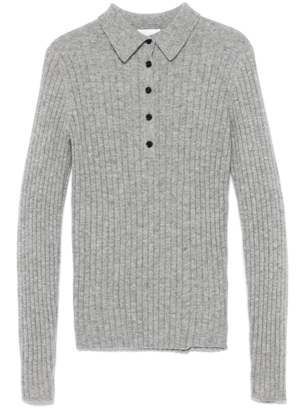 Ribbed-knit polo top - Blue
