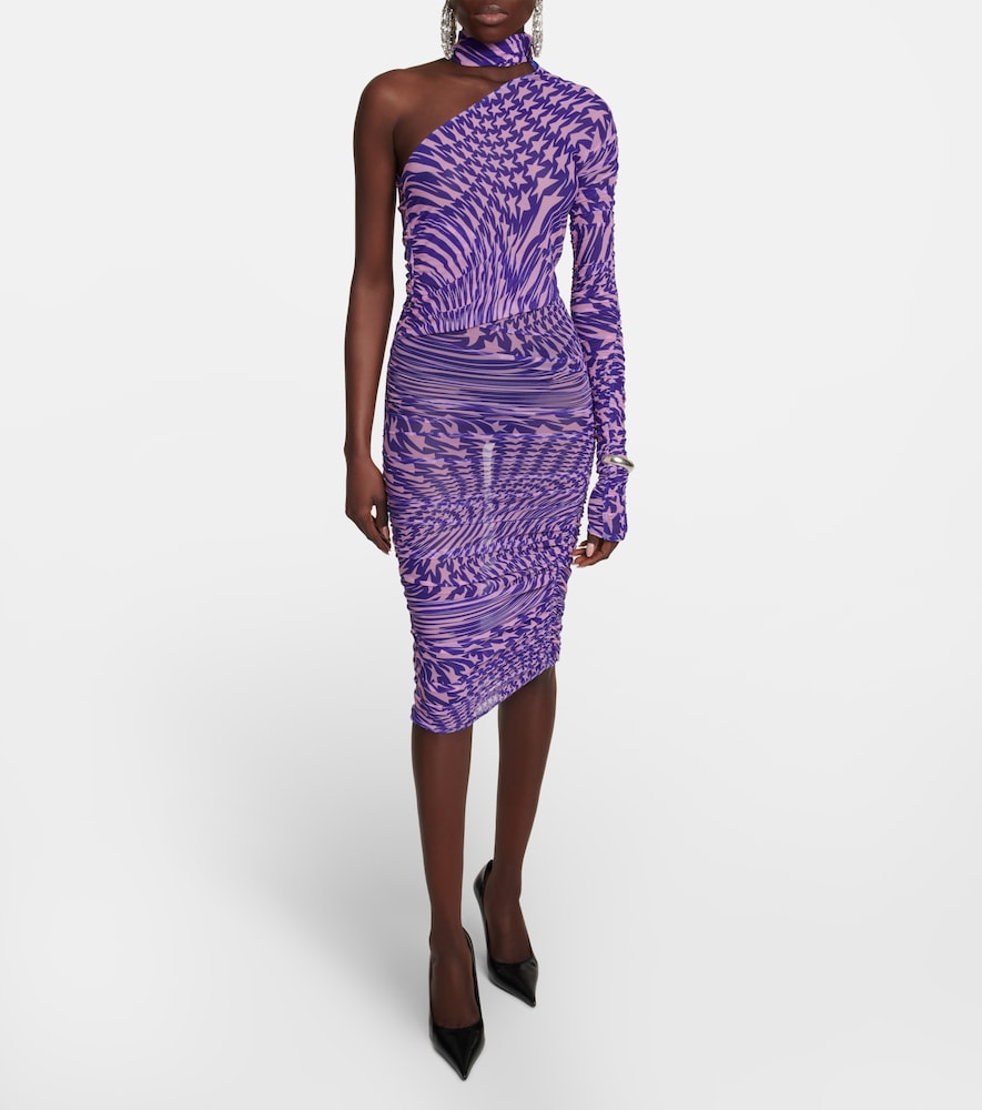 Printed mesh cutout minidress