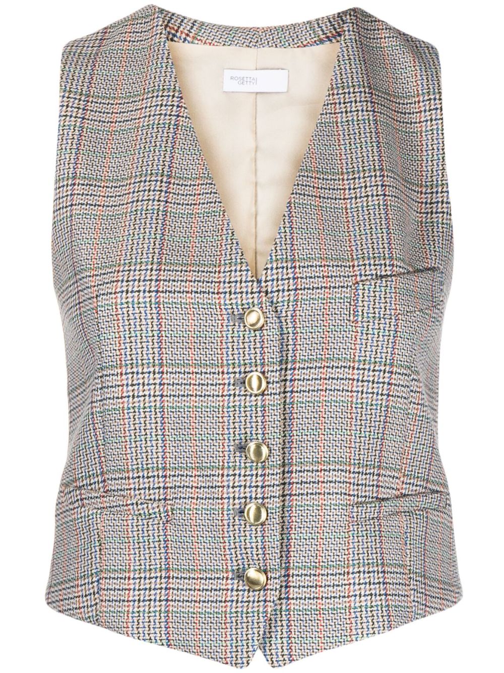 Tailored-cut V-neck waistcoat - Brown