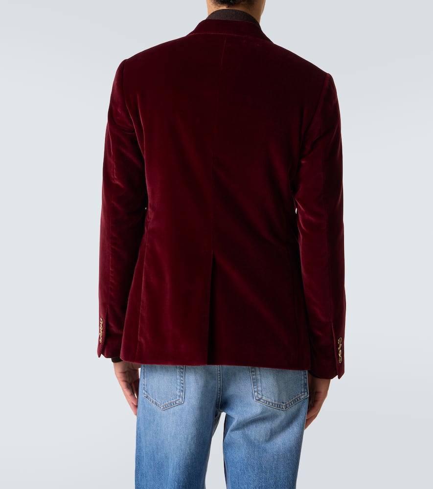 Double-breasted cotton velvet blazer