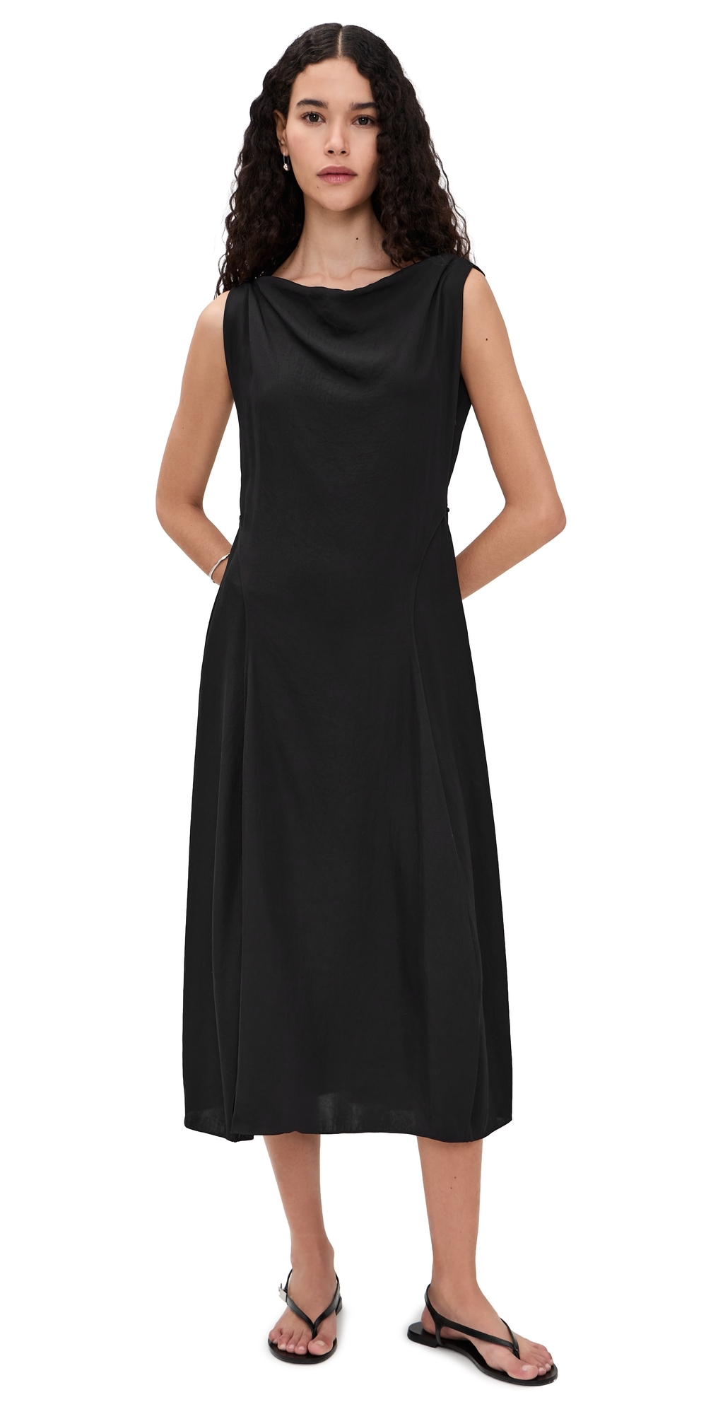 Draped Parachute Dress Black