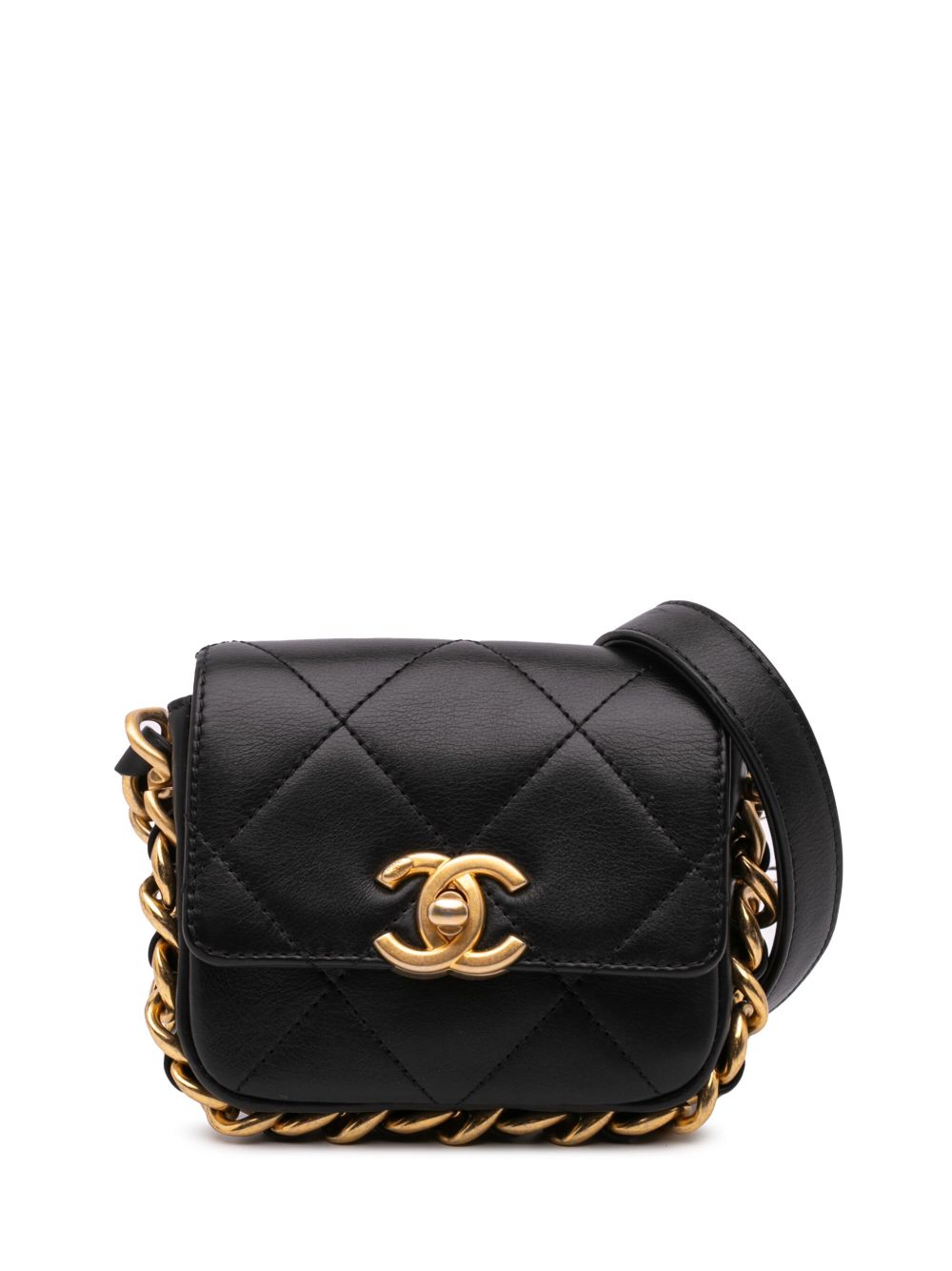 CHANEL Pre-Owned 2021-2024 Mini Quilted Calfskin Framing Chain Flap crossbody bag - Black